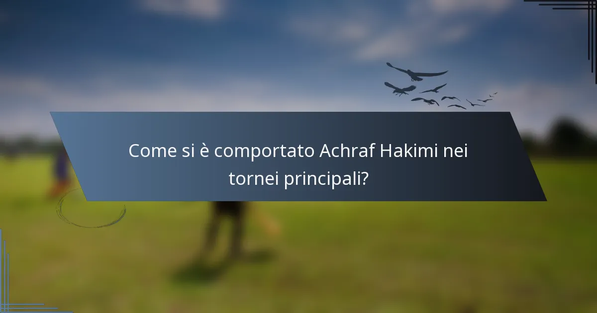 Come si è comportato Achraf Hakimi nei tornei principali?
