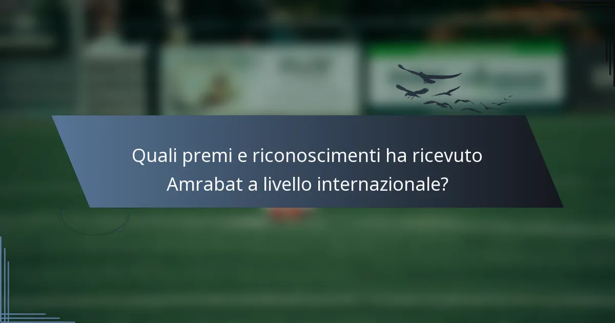 Quali premi e riconoscimenti ha ricevuto Amrabat a livello internazionale?
